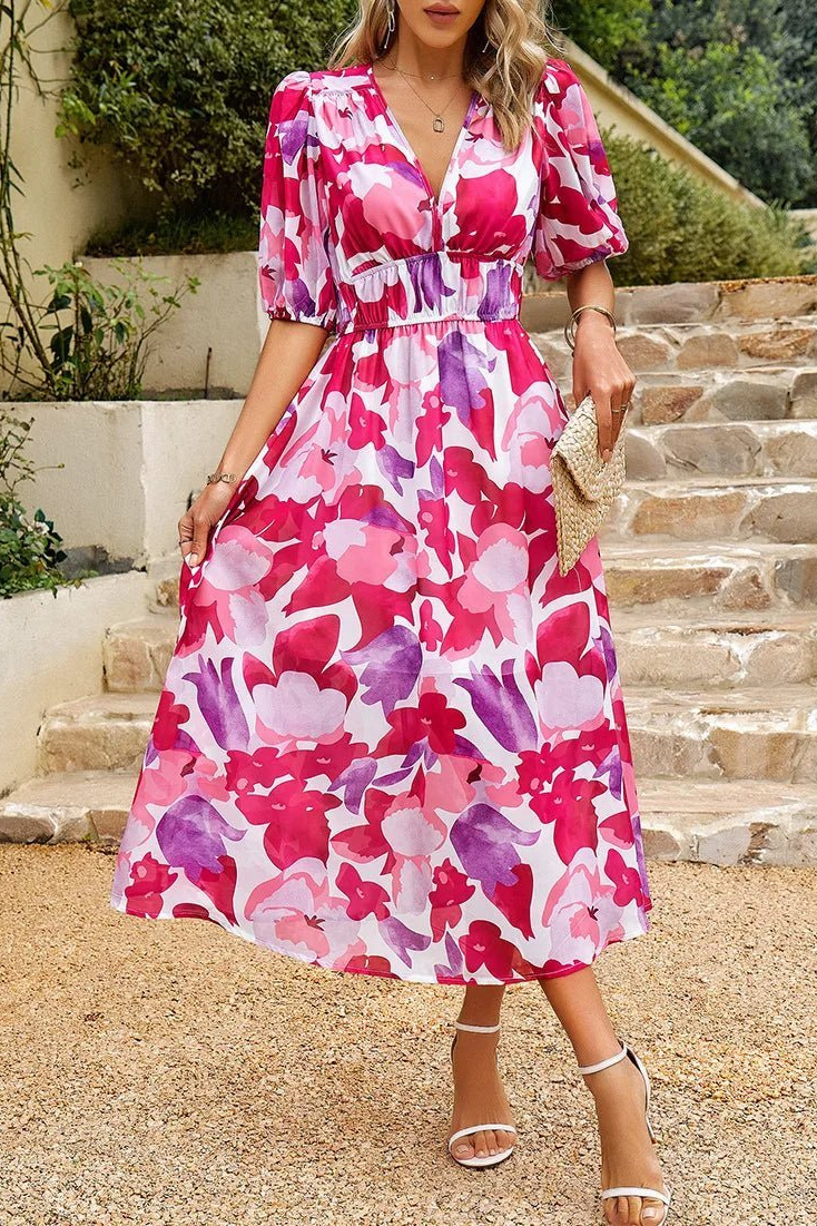 Charlotte – Floral Puff Sleeve Dress - Image 4