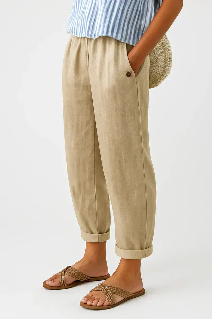 Anna – Relaxed Plain Summer Trousers - Image 1