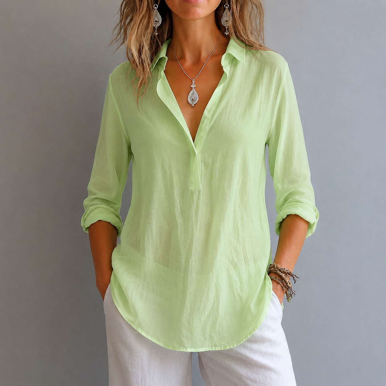 Emilia – Womens loose-fitting linen blouse