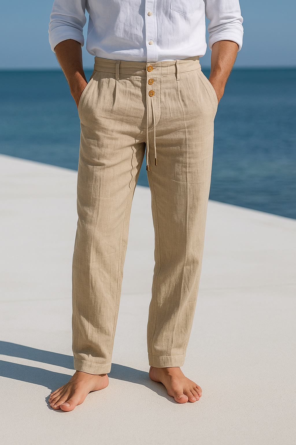 Linen Trousers Men - Relaxed Fit with Drawstring Waist - Image 3