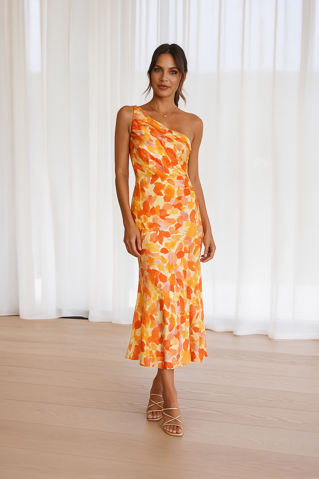 Luna – Damenkleid aus Satin mit Blumenmuster - Image 4