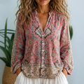 Luna – Women blouse with floral print and button placket