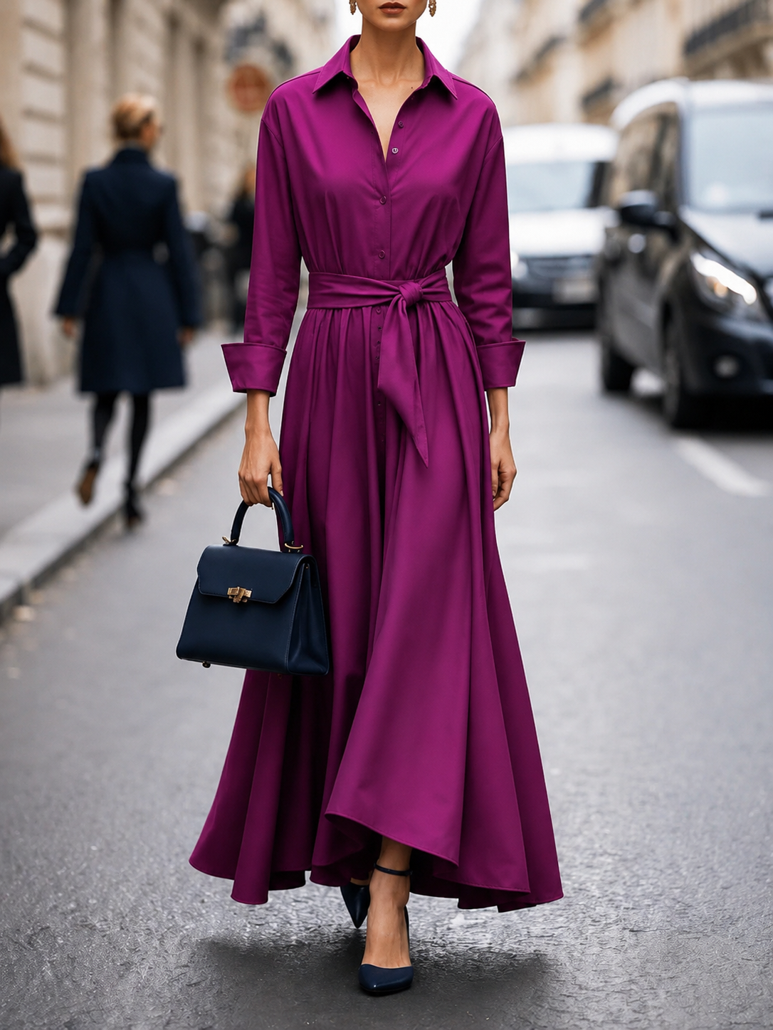 Vanessa – Long-Sleeve Tie-Front Dress for Women