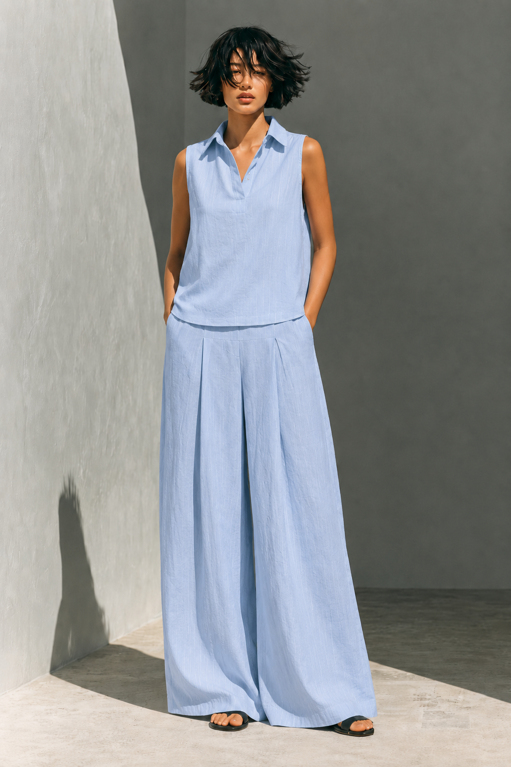 Lieselotte – Sleeveless blouse and wide-leg jumpsuit