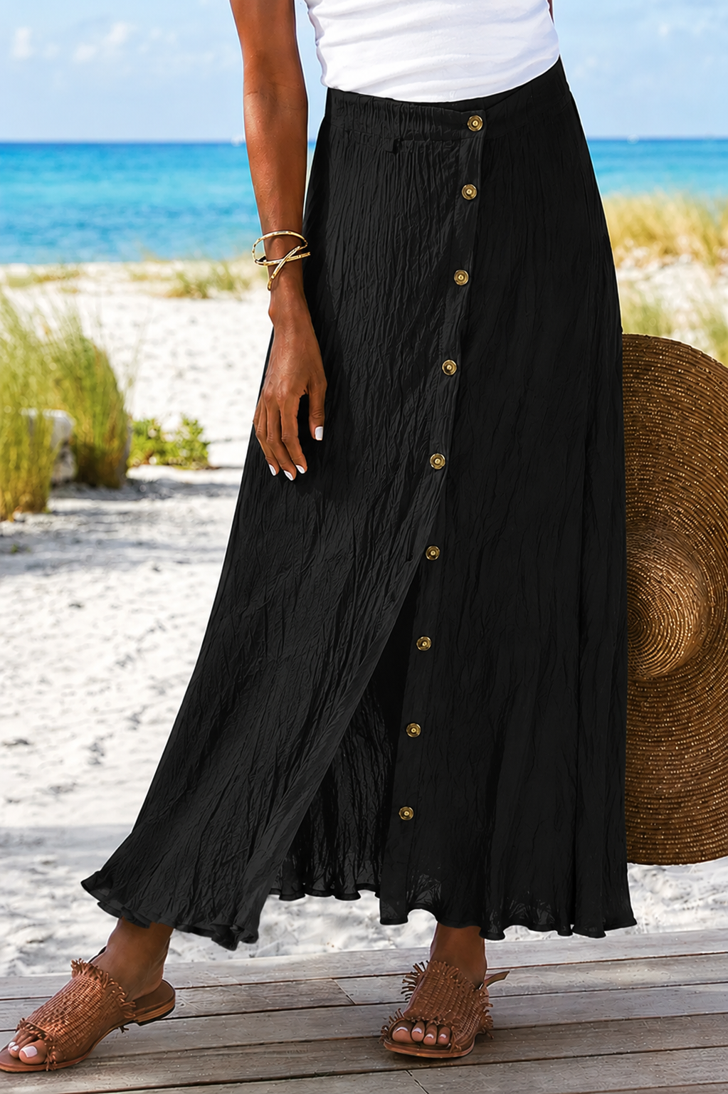 Maja – Womens high-waisted linen skirt
