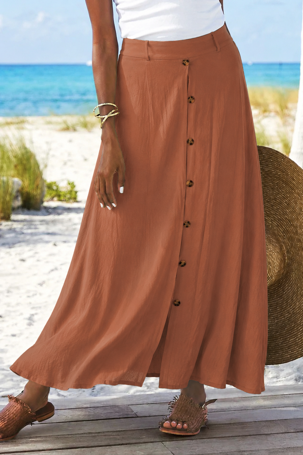 Maja – Womens high-waisted linen skirt