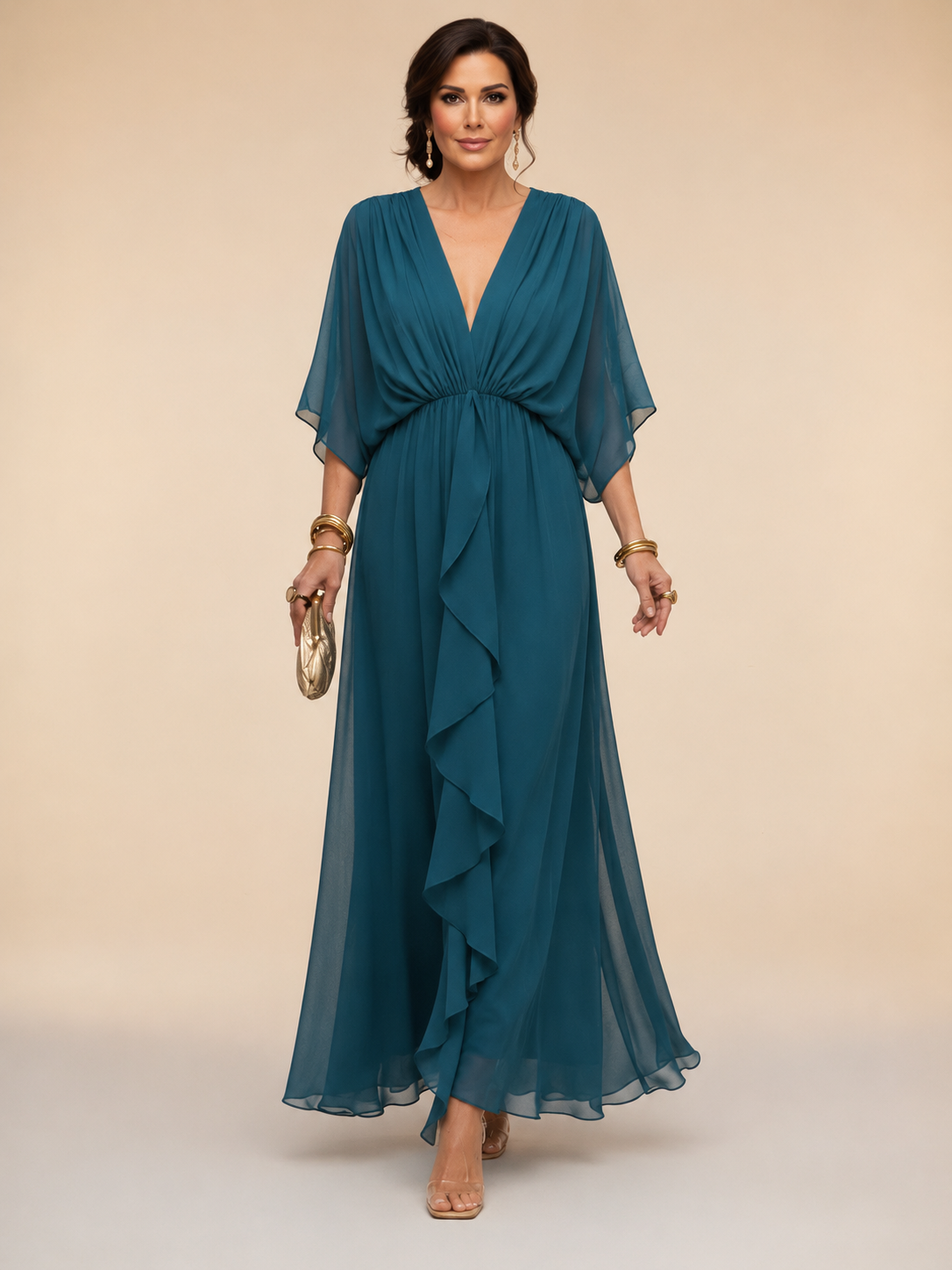 Erika –Elegant flowing V-neck dress