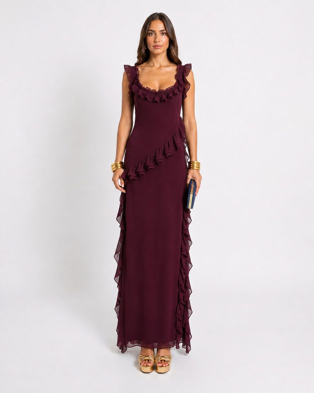Maren – Elegant maxi dress with ruffles for women