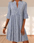 Verena – Women’s boho-style dress with a V-neck and three-quarter sleeves