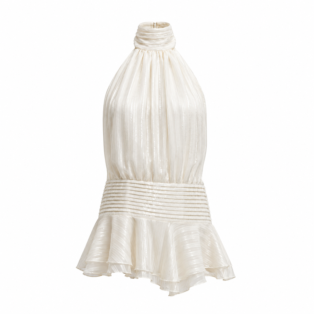 Amelie – Summer Dress with Pleats and a Halter Neck