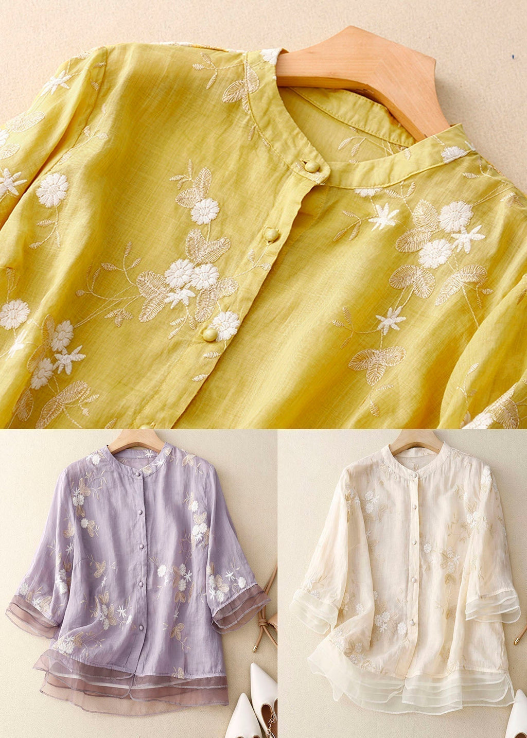 Kirsten – Women Floral Cotton and Linen Blouse - Image 9