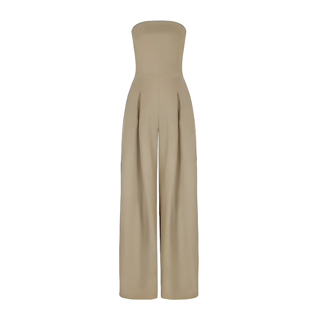Women's Strapless Jumpsuit with Wide Legs and Pockets - J&B; - 5 - Elvaroza.com