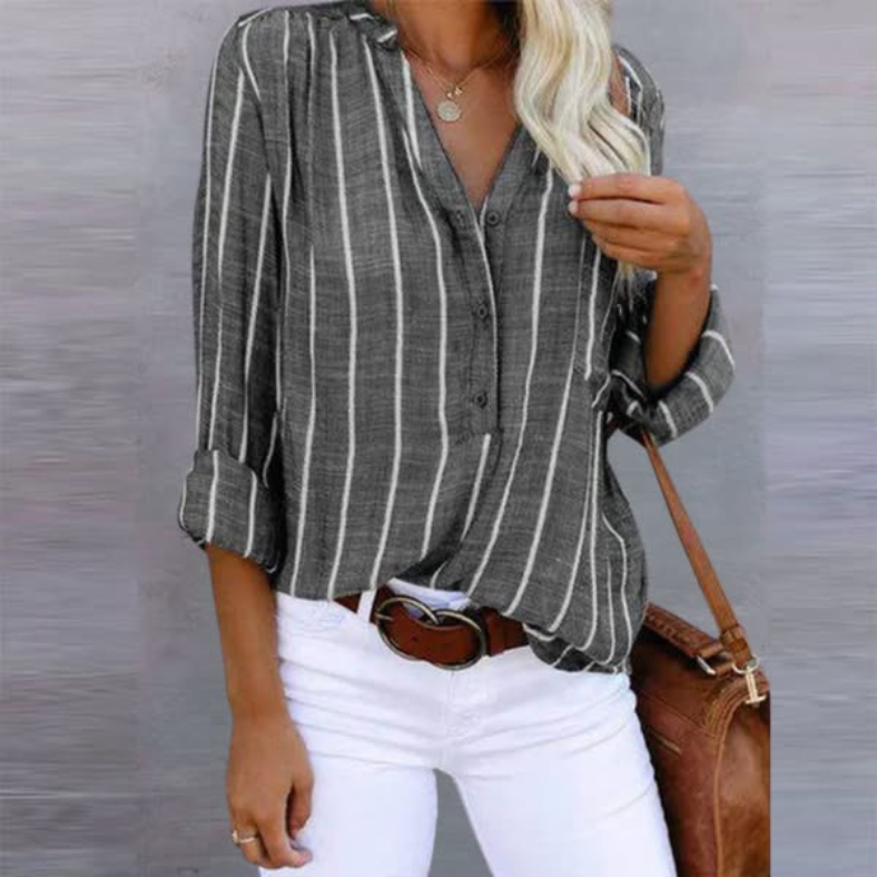 Ivy – Women Striped Button-Up Blouse - Image 4