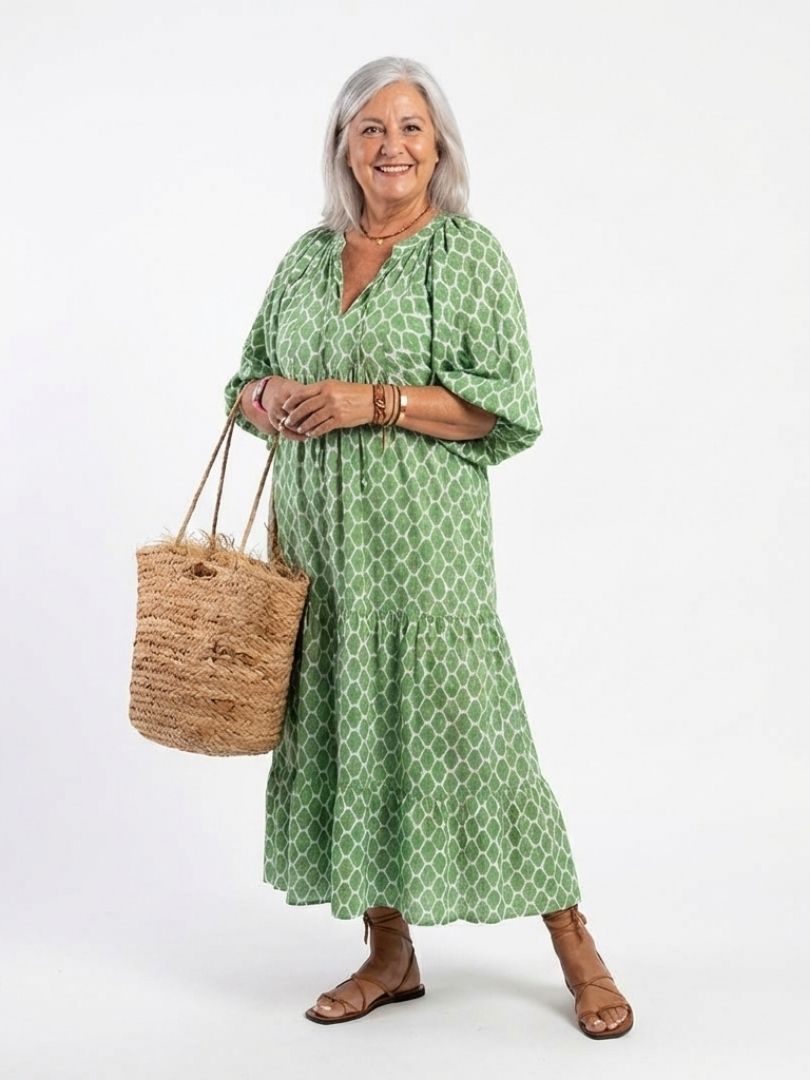 Carina – Elegantes Kleid mit V-Ausschnitt und Dreiviertelärmeln für Damen - Image 4