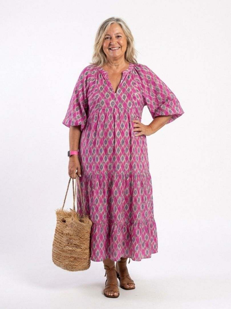 Carina – Elegantes Kleid mit V-Ausschnitt und Dreiviertelärmeln für Damen - Image 6