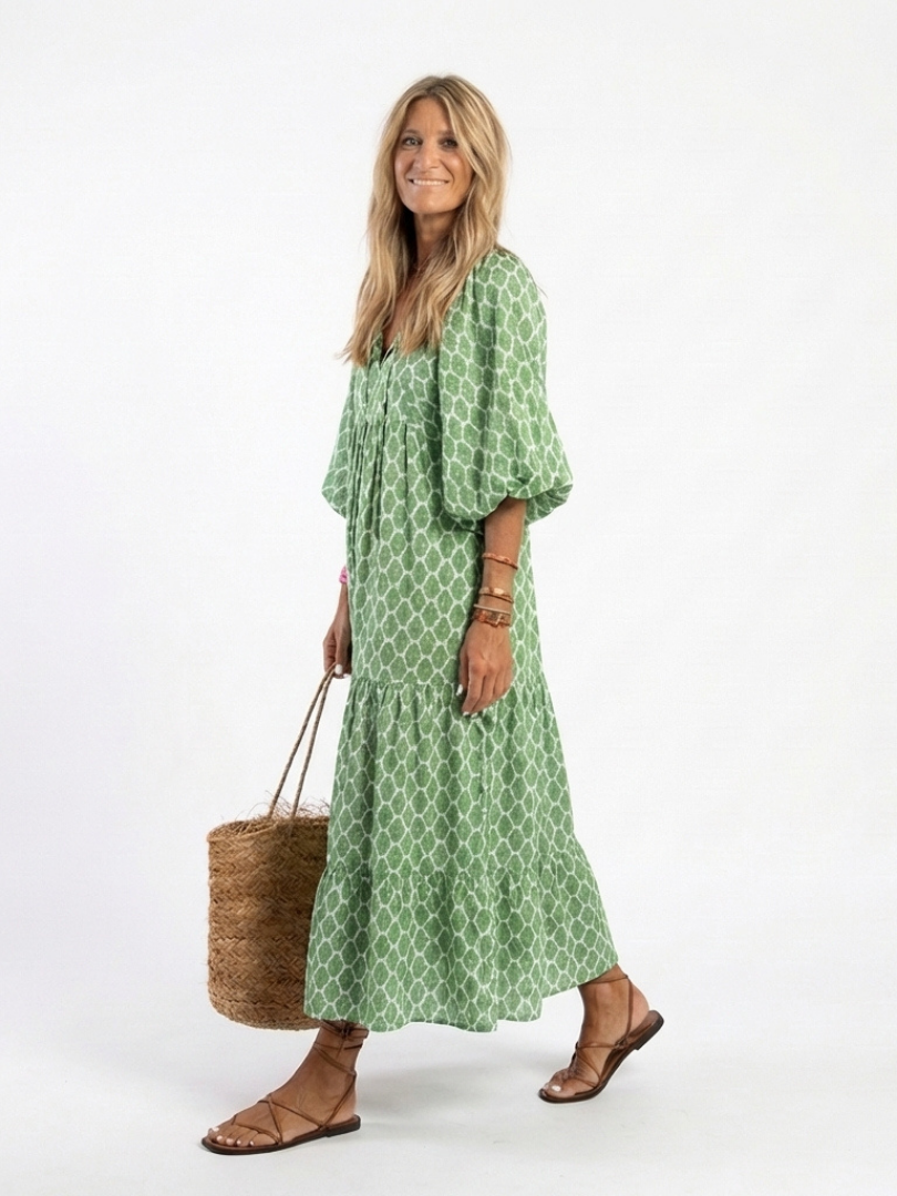 Carina – Elegantes Kleid mit V-Ausschnitt und Dreiviertelärmeln für Damen - Image 3