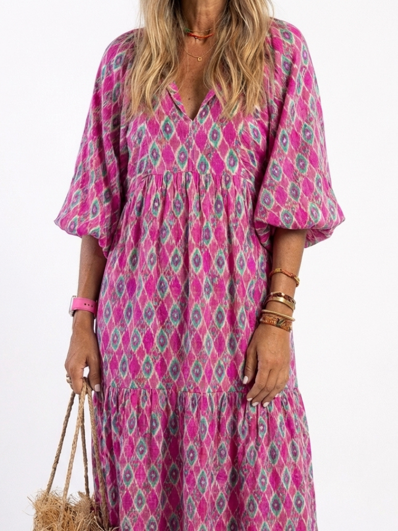 Carina – Elegantes Kleid mit V-Ausschnitt und Dreiviertelärmeln für Damen - Image 7