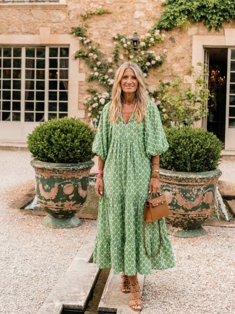 Carina – Elegantes Kleid mit V-Ausschnitt und Dreiviertelärmeln für Damen - Image 9