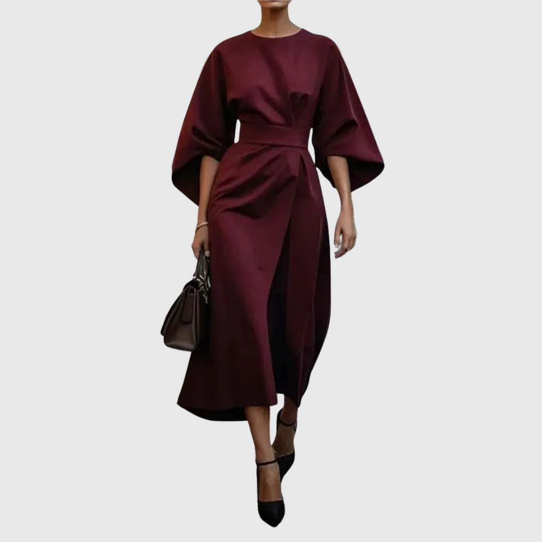 Paula – Elegantes Satinkleid mit Fledermausärmeln für Damen - Image 4