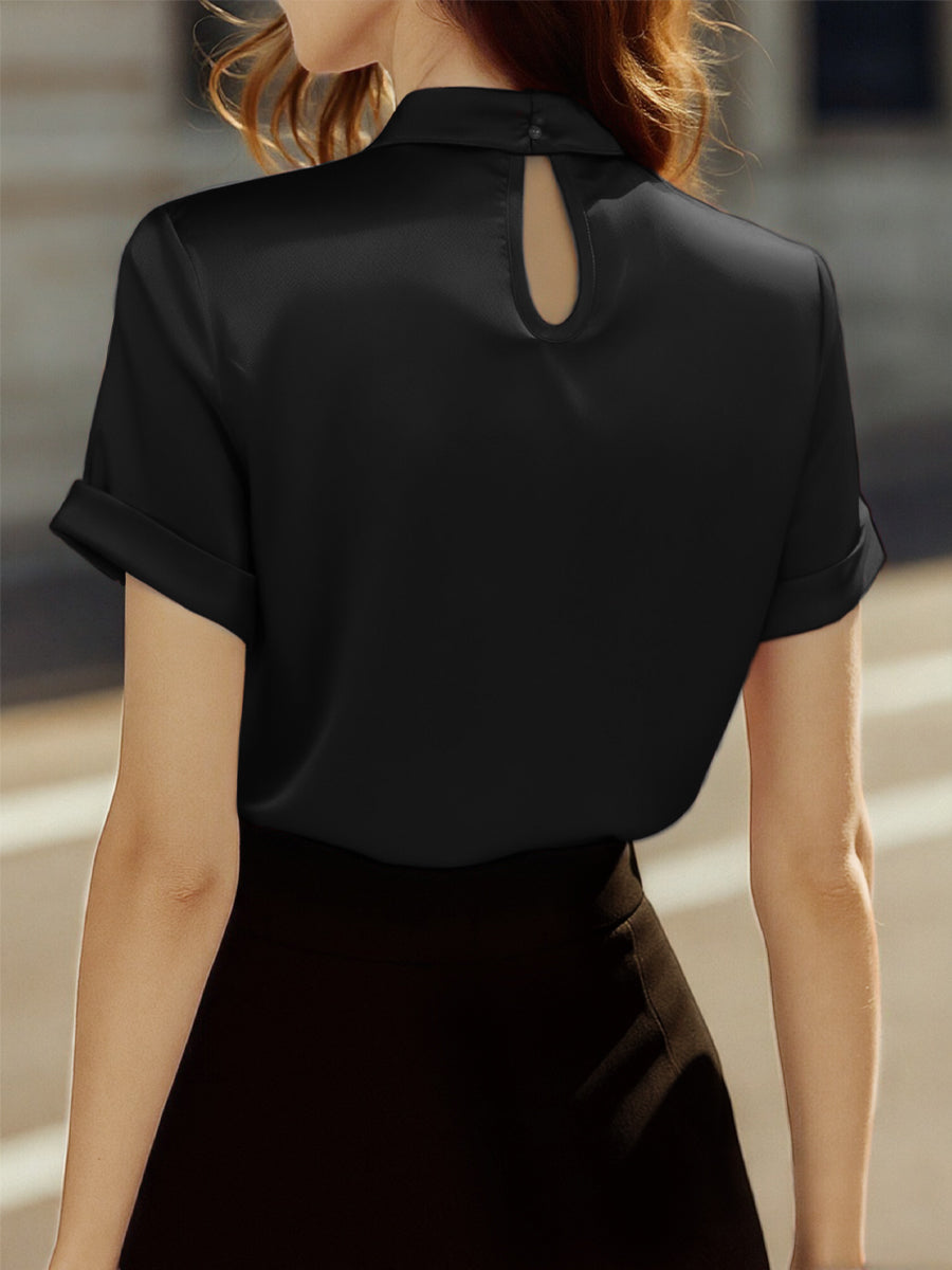 Elegant Blouse Women's with Keyhole Detail and Short Sleeves - Image 6
