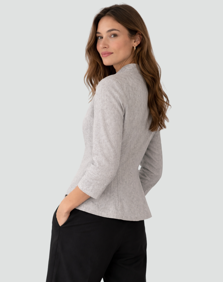 Button-Up Blouse Women's Tailored Fit with Mandarin Collar - Image 5