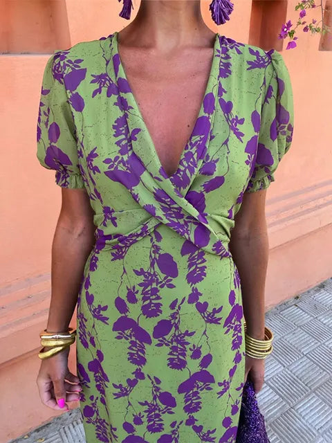 Nadine– Women Floral Print Wrap Dress - Image 2