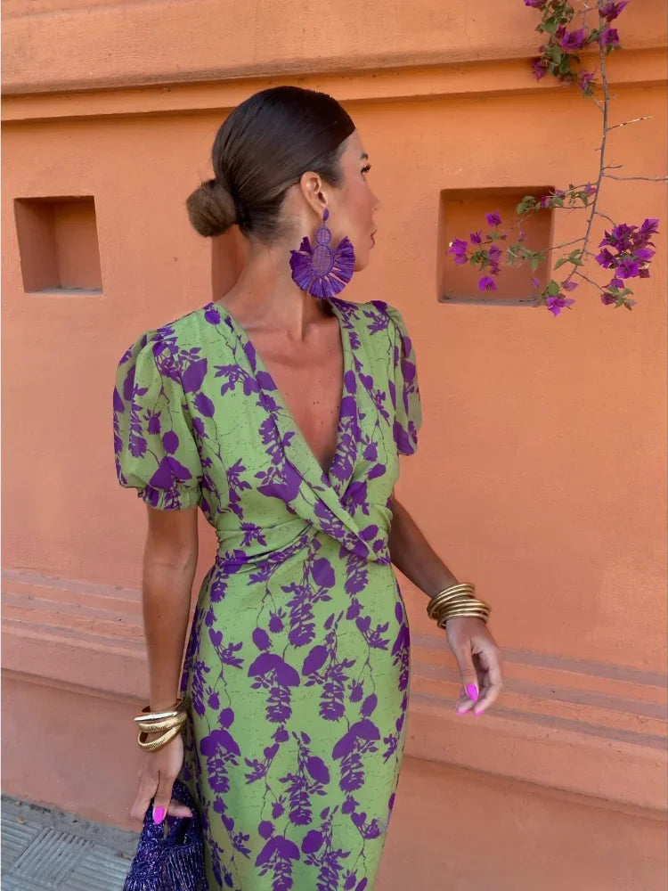 Nadine– Women Floral Print Wrap Dress - Image 1