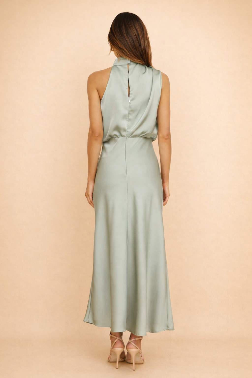 Halterneck Midi Dress Women's Silky Look with Flattering Drape - Image 7