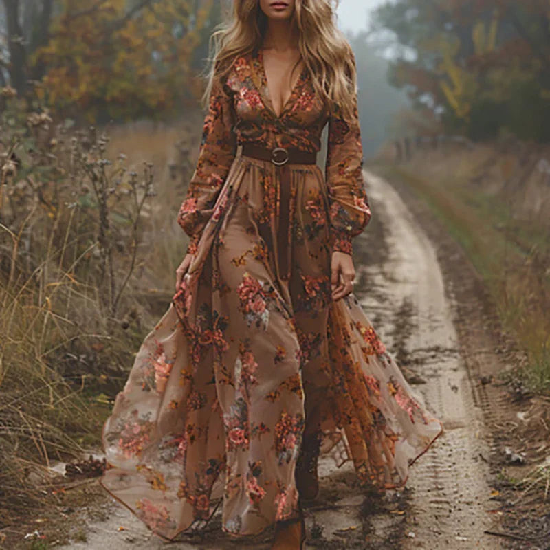 Helga – Women Bohemian Floral  Dress - Image 4
