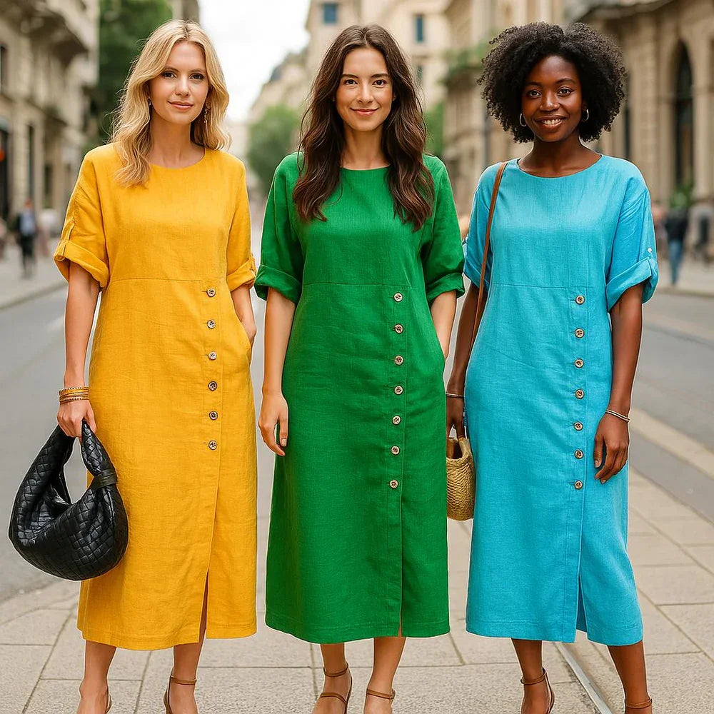 Mara – Elegant Side Button Dress - Image 1