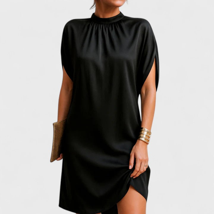 Livia – High Neck Short Sleeved Dress - Image 1