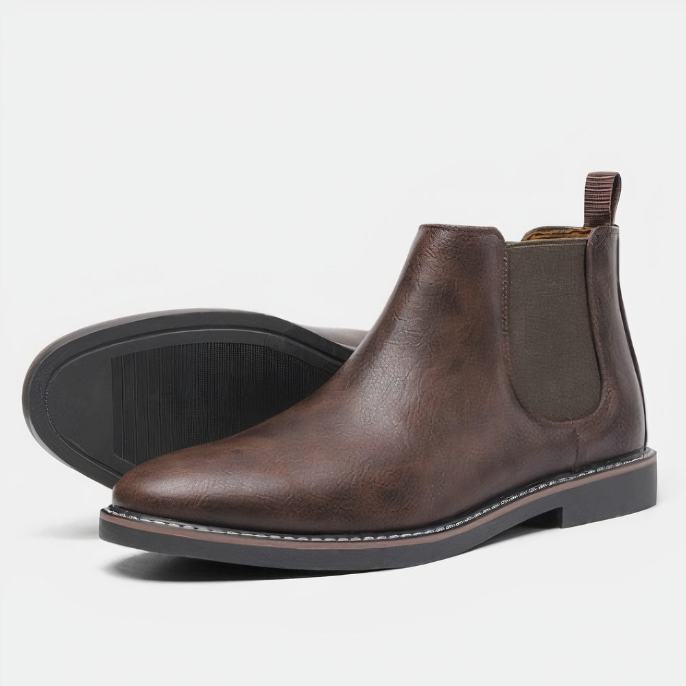 Men's Brown Chelsea Boots with Elastic Inserts - J&B; - 3 - Elvaroza.com