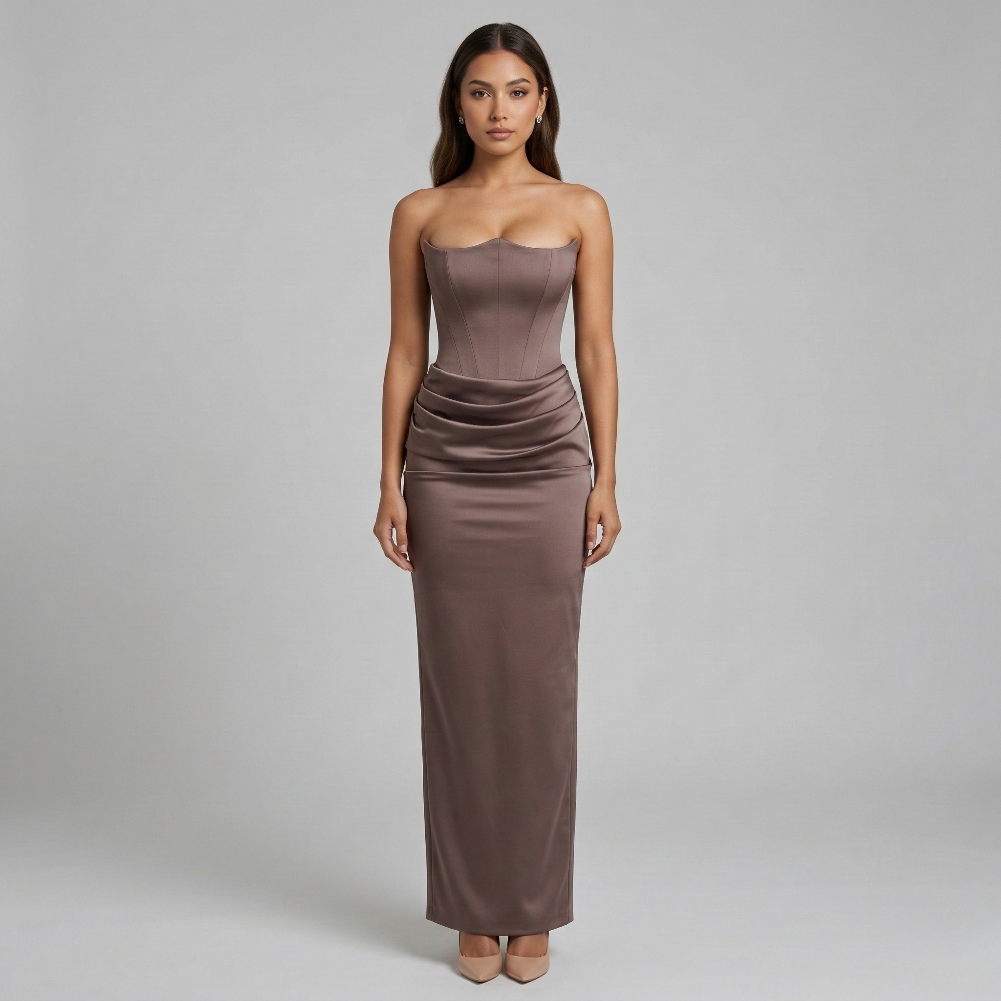 Elena – Women Strapless Maxi Wedding Guest Dress - Image 2