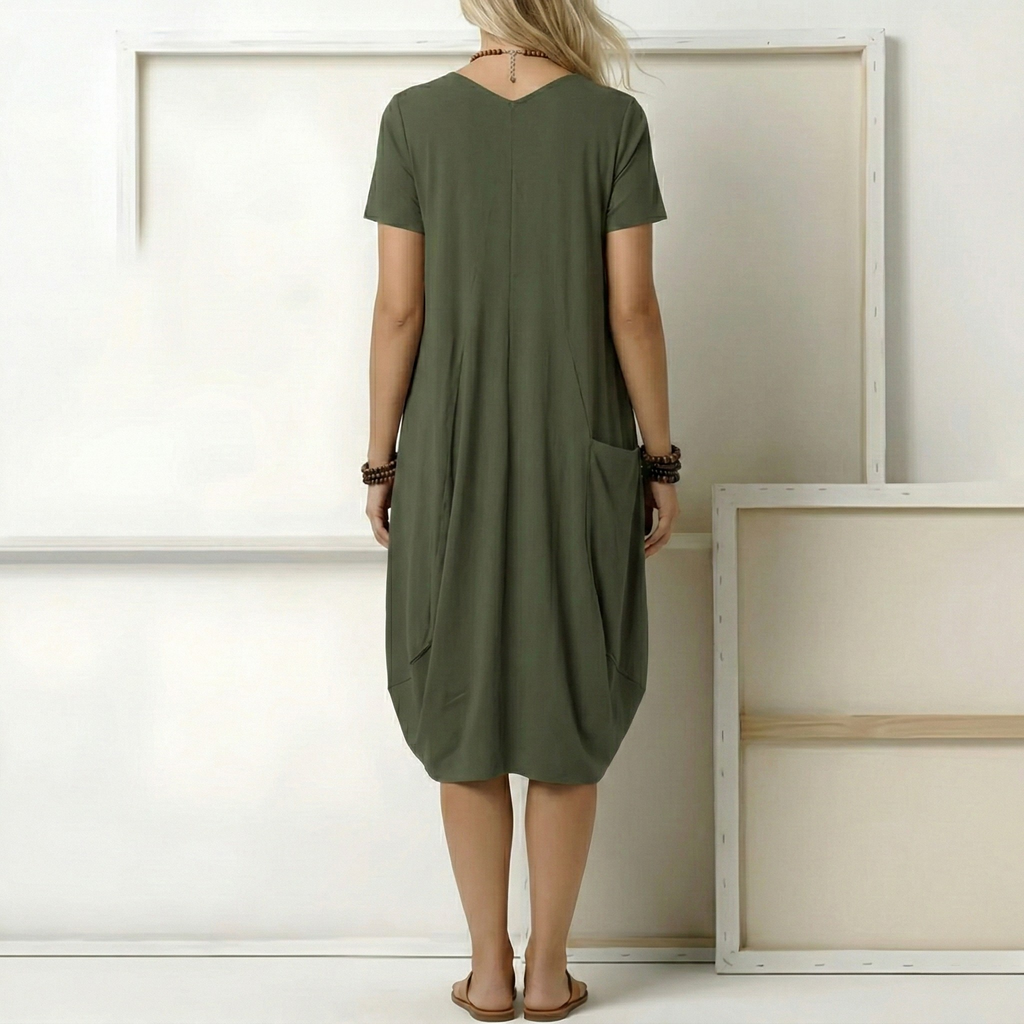 Daniela – Short Sleeves with V-Neck Dress - Image 3