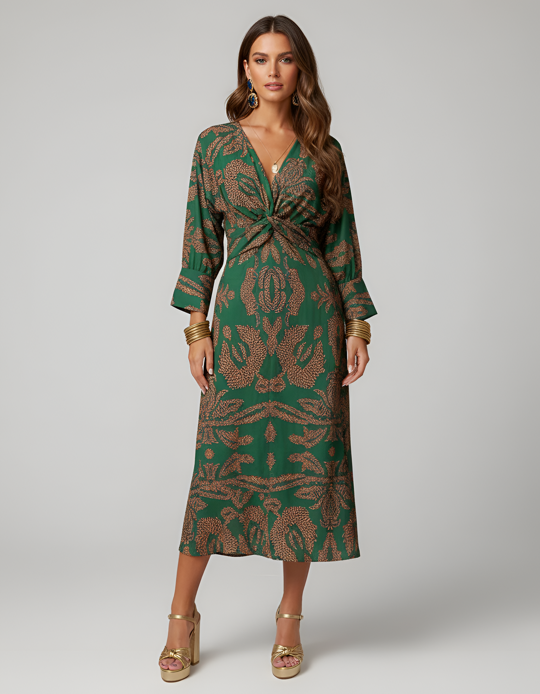 Theresa –  Long Sleeves and Front Knot Dress - Image 4
