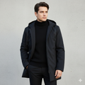 Long Men's Jacket with Hood and Zipper - J&B; - 1 - Elvaroza.com