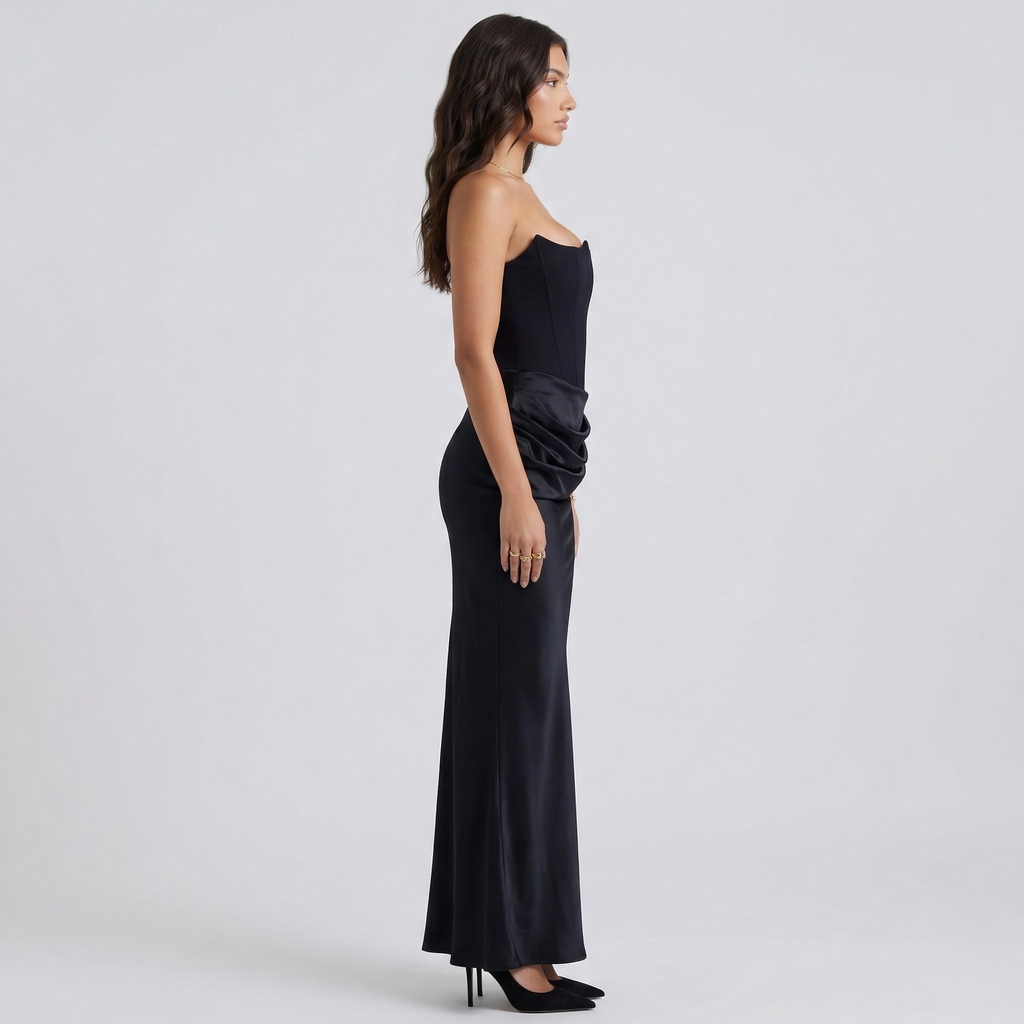 Elena – Women Strapless Maxi Wedding Guest Dress - Image 6
