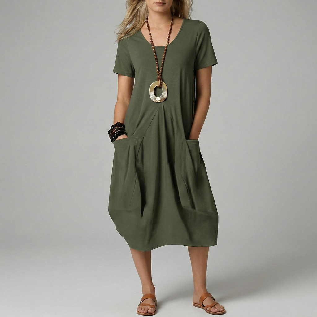 Daniela – Short Sleeves with V-Neck Dress - Image 1