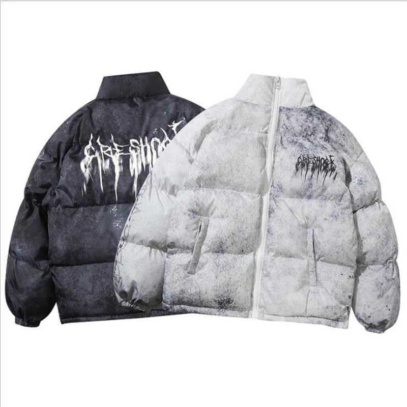 Men's Oversized Down Jacket with Eye-Catching Print - J&B; - 1 - Elvaroza.com