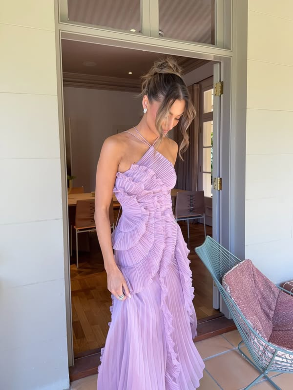 Nicole – Pleated Ruffle Halterneck  Dress - Image 7