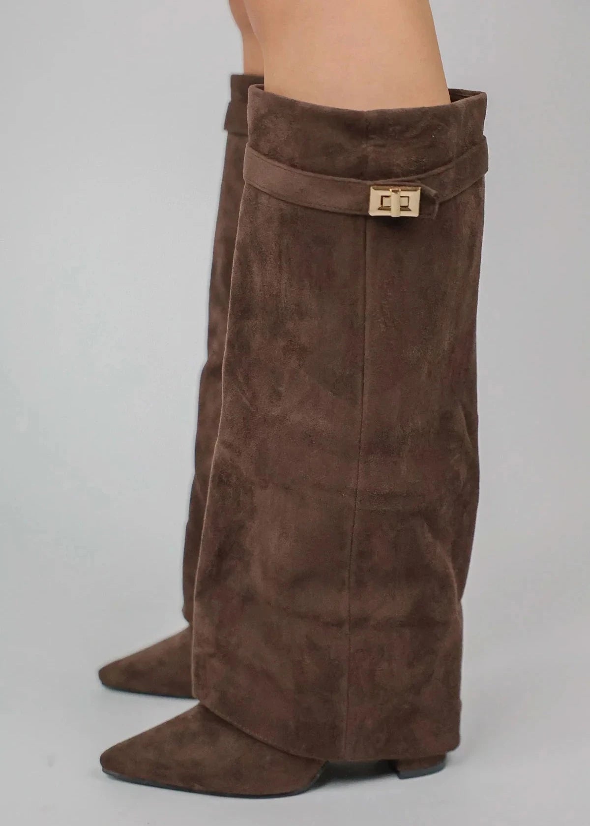 Women's Knee-High Boots with a Straight Shaft and Pointed Toe - J&B; - 4 - Elvaroza.com