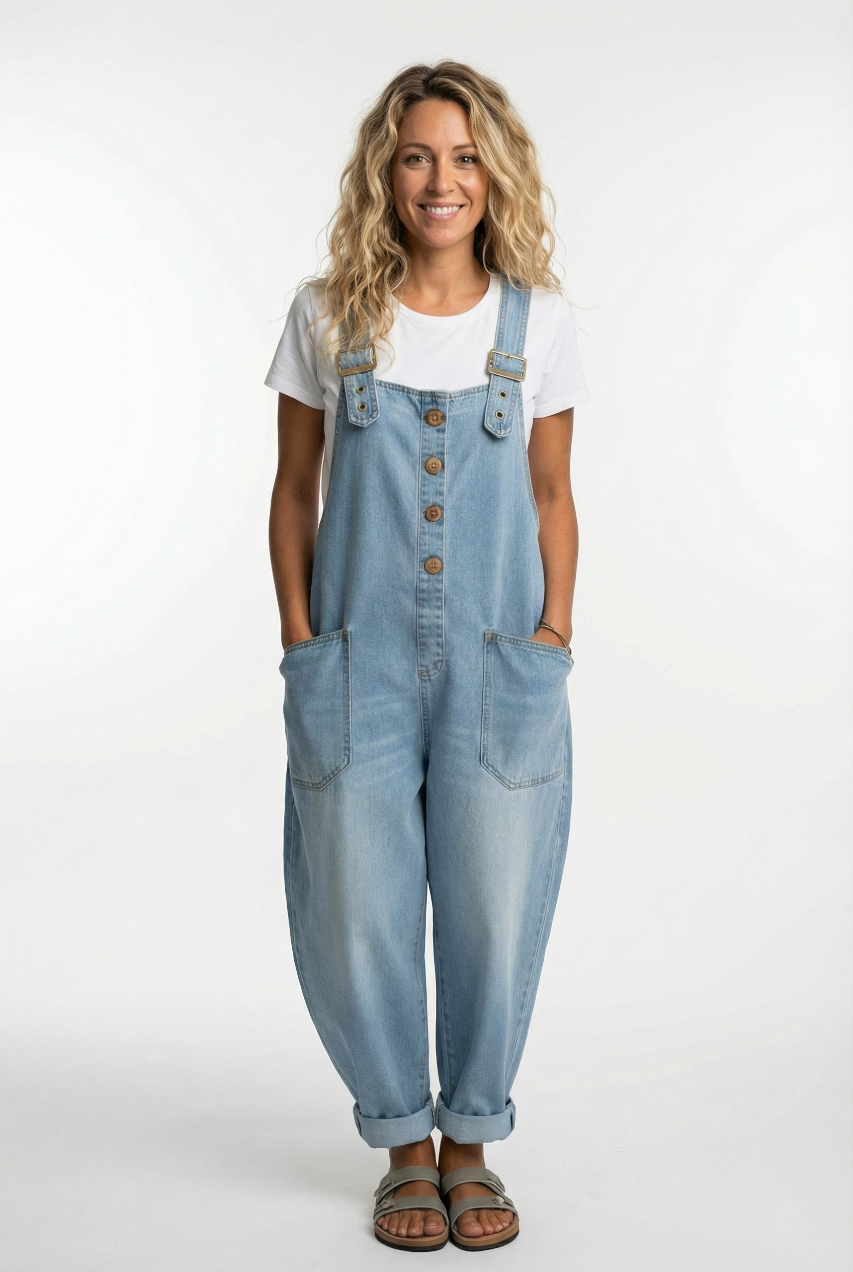 Lotte – Stylish Buckle Denim Overall - Image 5