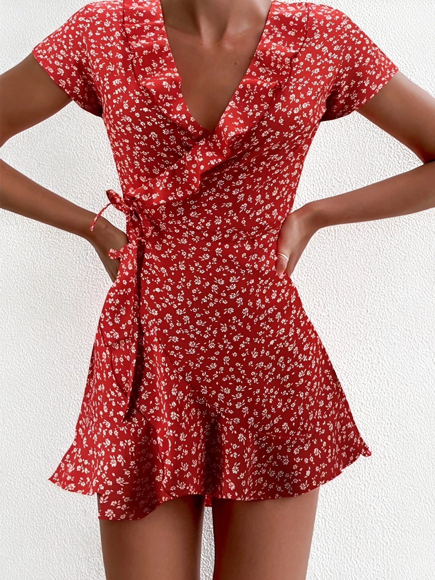 Ronja – V-neck Ruffled Wrap  Dress - Image 1