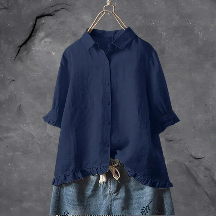 Nora – Ruffle-Trim Button-Down Blouse - Image 2