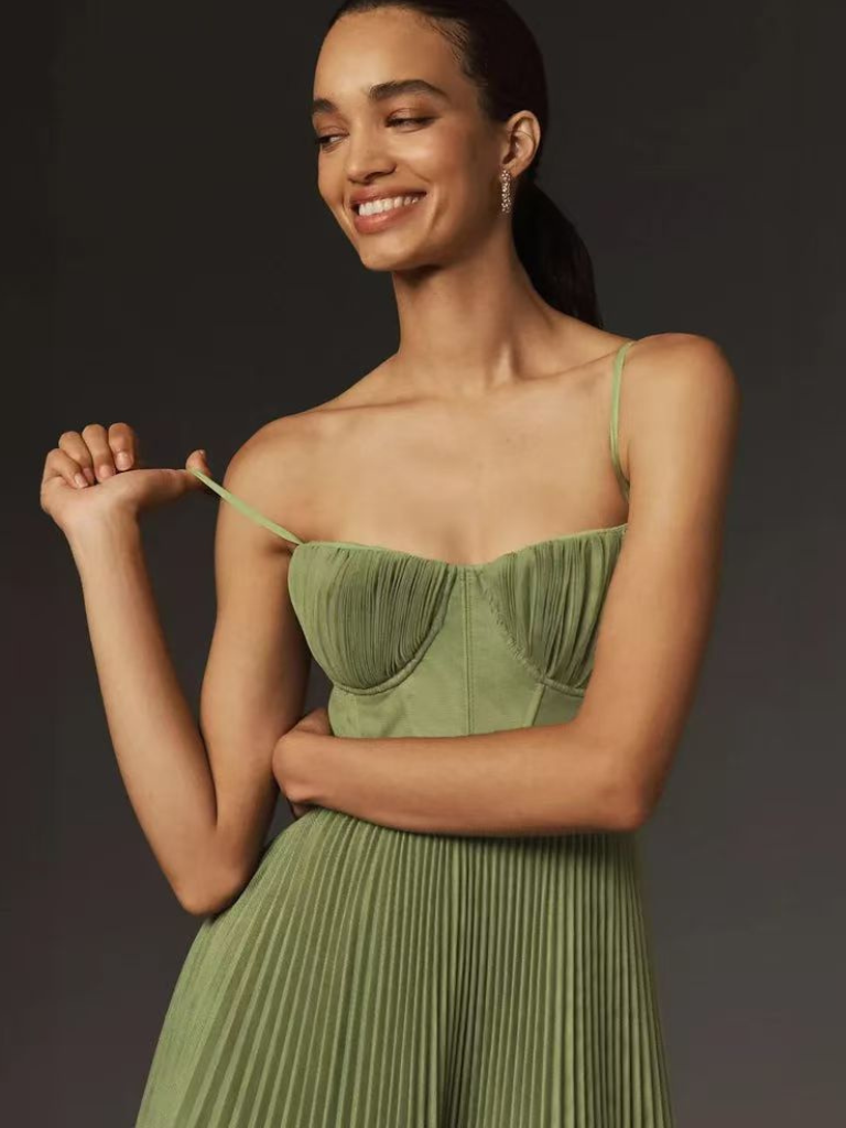 Melanie – Women  Sculpted Pleated Dress - Image 12