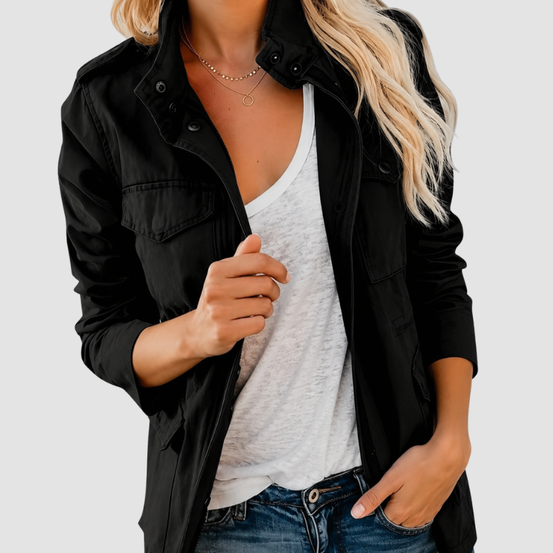 Utility Jacket Women's with Zip Closure and Adjustable Waist - Image 1
