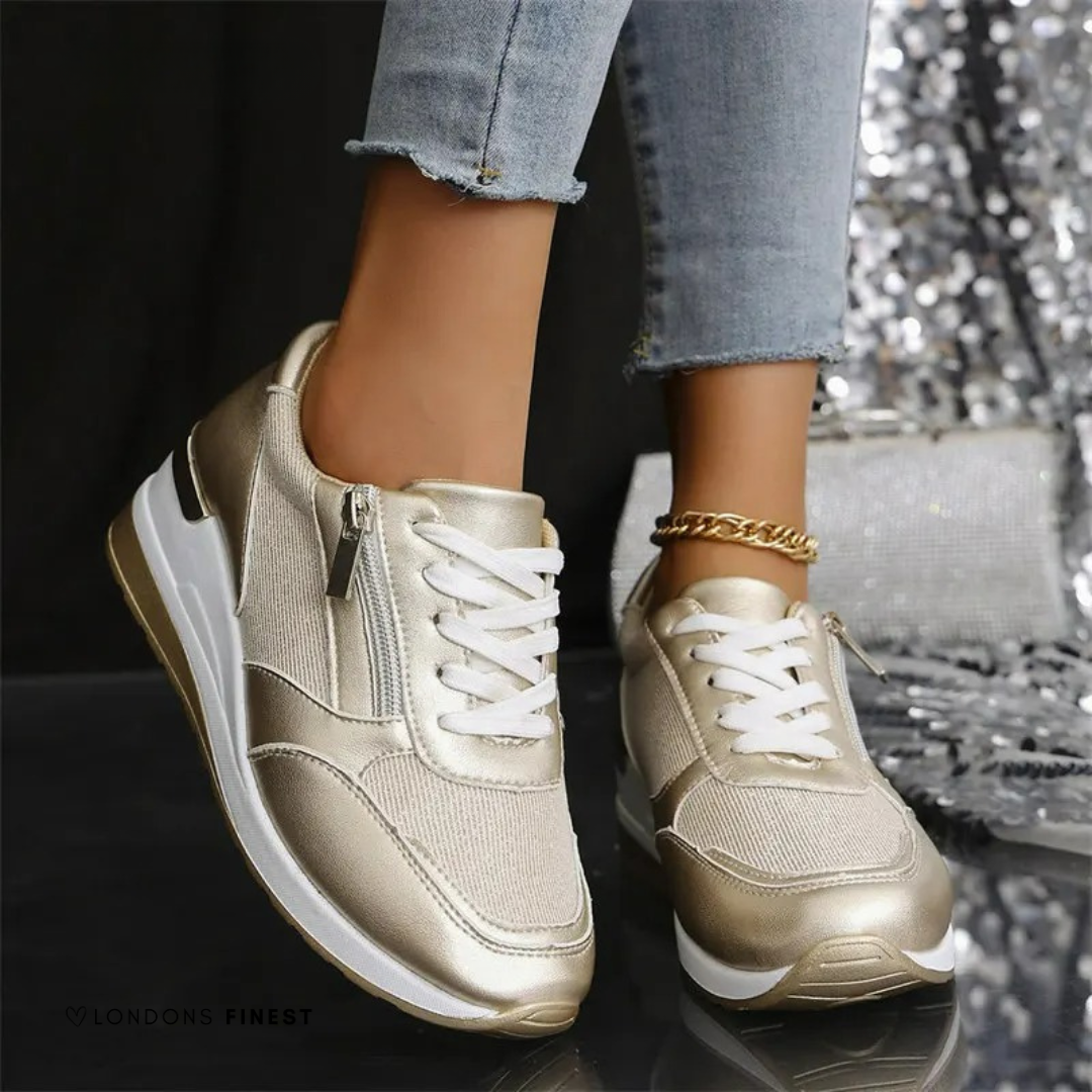 Melanie – Women's Trendy Zip-Up Sneakers - Image 1