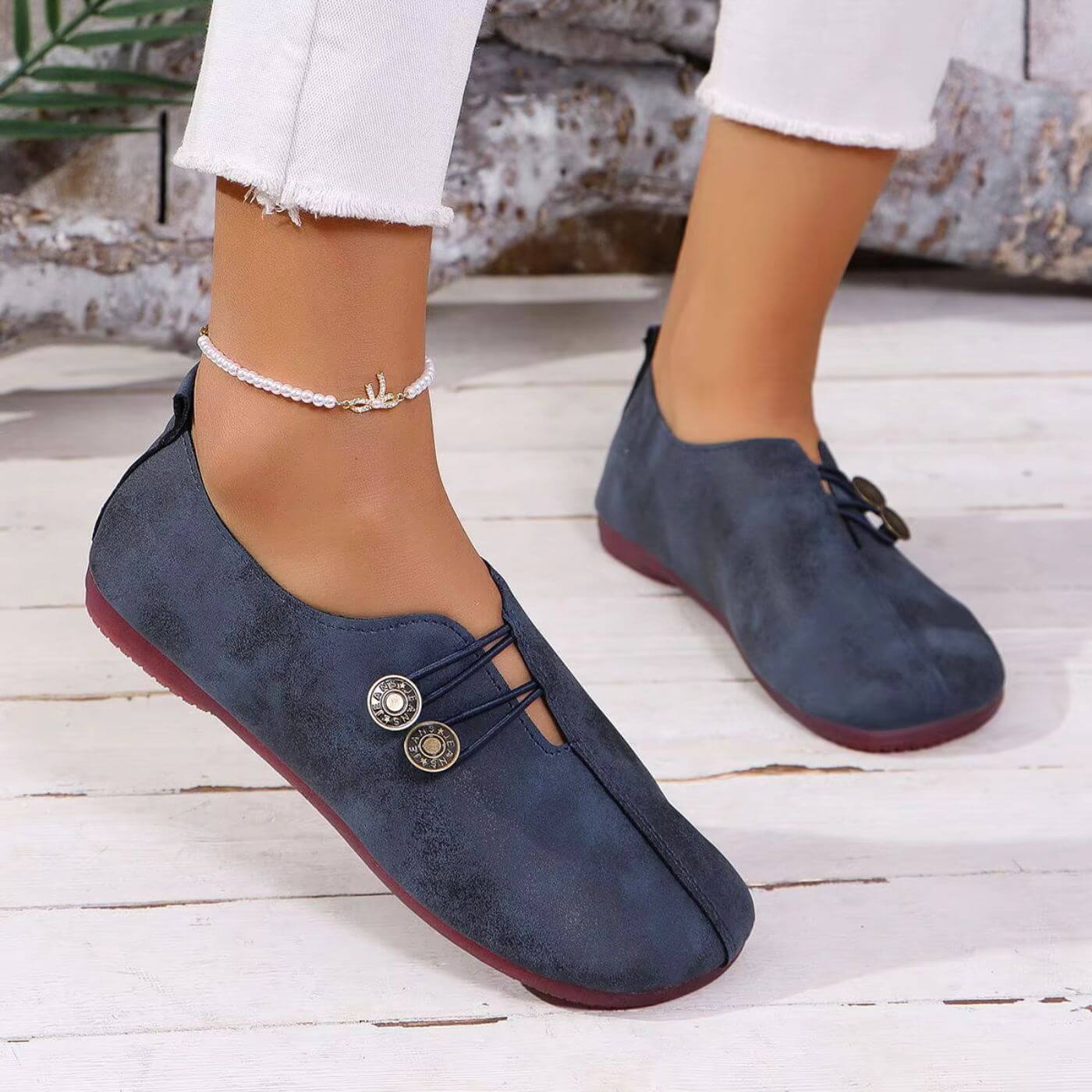 Leni – Stylish Button Closure Flats - Image 4