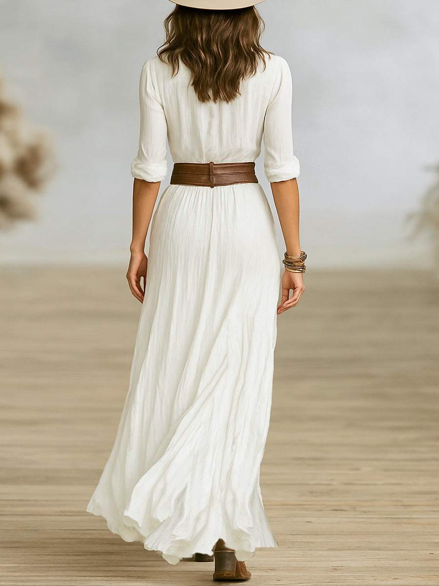 Franziska – Women Button-Down Long Belted Dress - Image 7