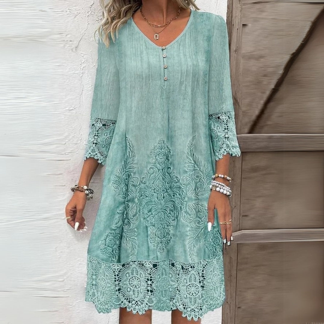 Isla – Women Embroidered Lace Detail Dress - Image 2